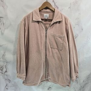 WESC Jacket Womens XXL Mens XL 6 Pink Corduroy Full Zip Shirt Shacket Pocket
